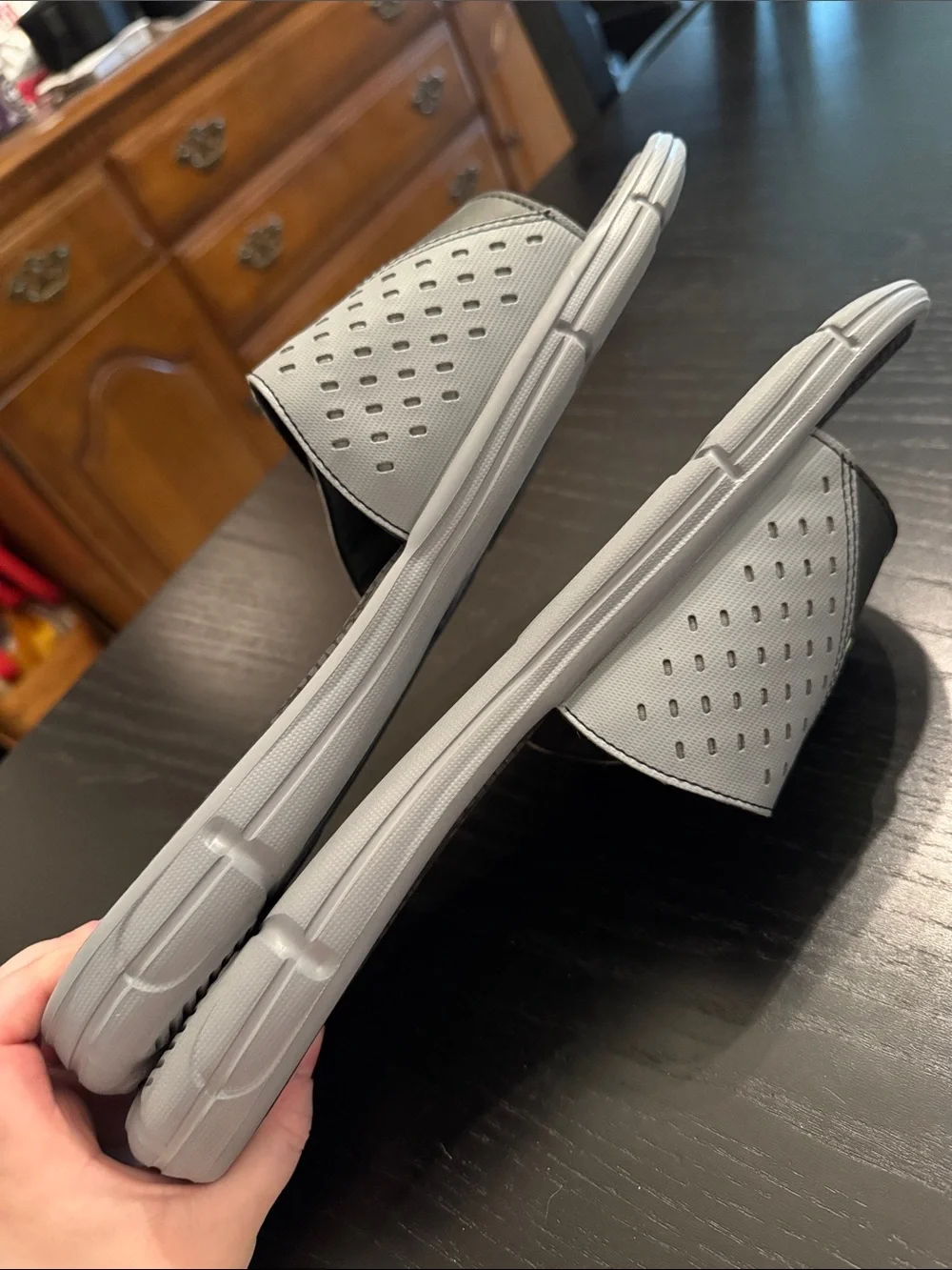 Under Armour Mens Gray Slides with Neon Green Logo